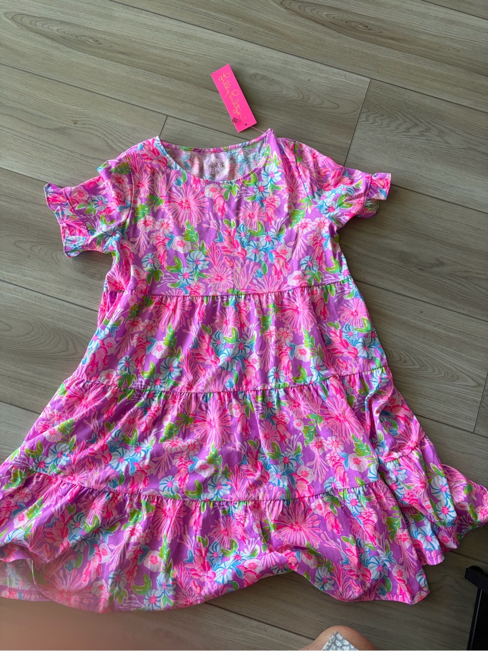 Lilly Pulitzer Pink Floral Tiered Casual Dress for Girls